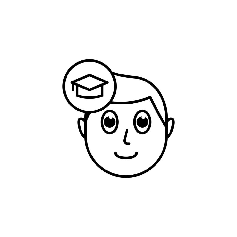 menselijk gezicht karakter geest in diploma uitreiking pet vector icoon illustratie