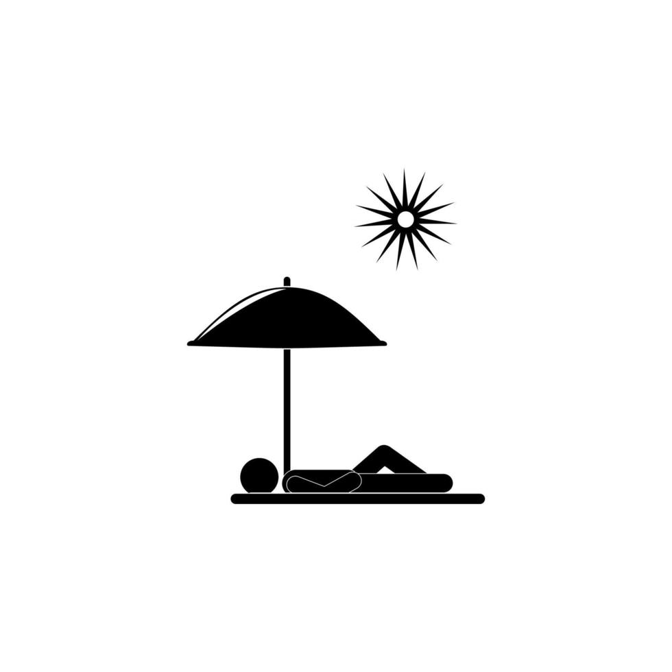 zonnebaden onder een paraplu vector icoon illustratie
