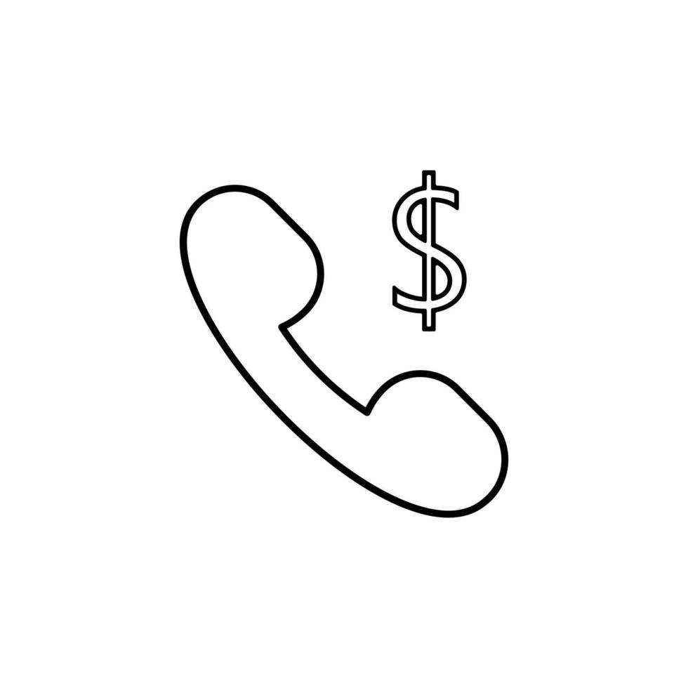 handset telefoon dollar lijn vector icoon illustratie