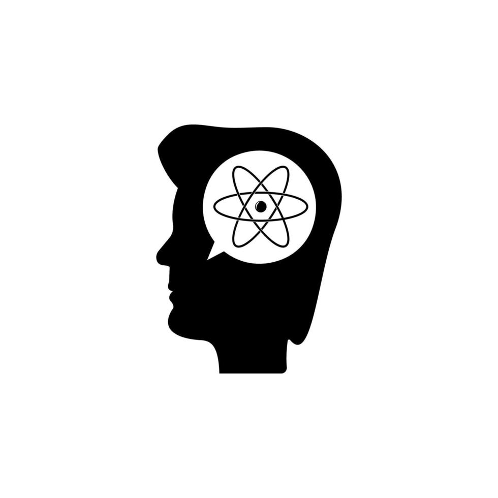 menselijk hoofd en atomen vector icoon illustratie