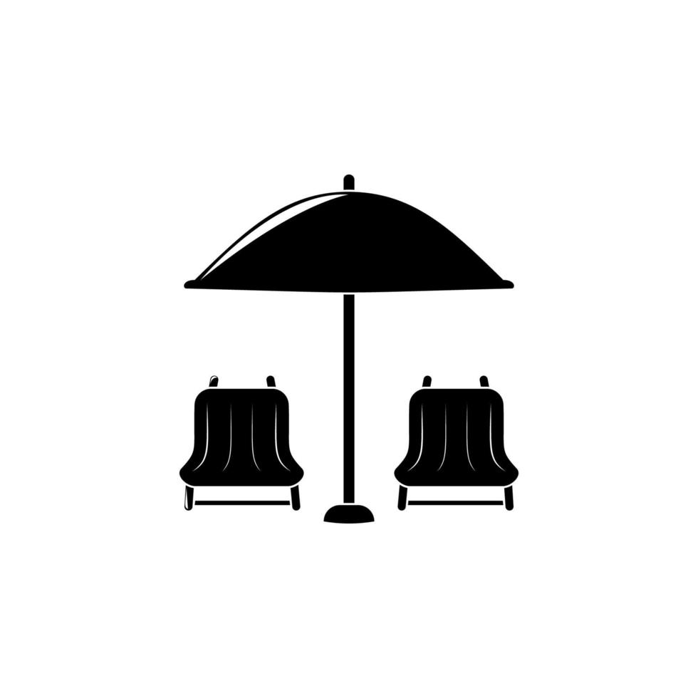 zon ligstoelen en paraplu vector icoon illustratie