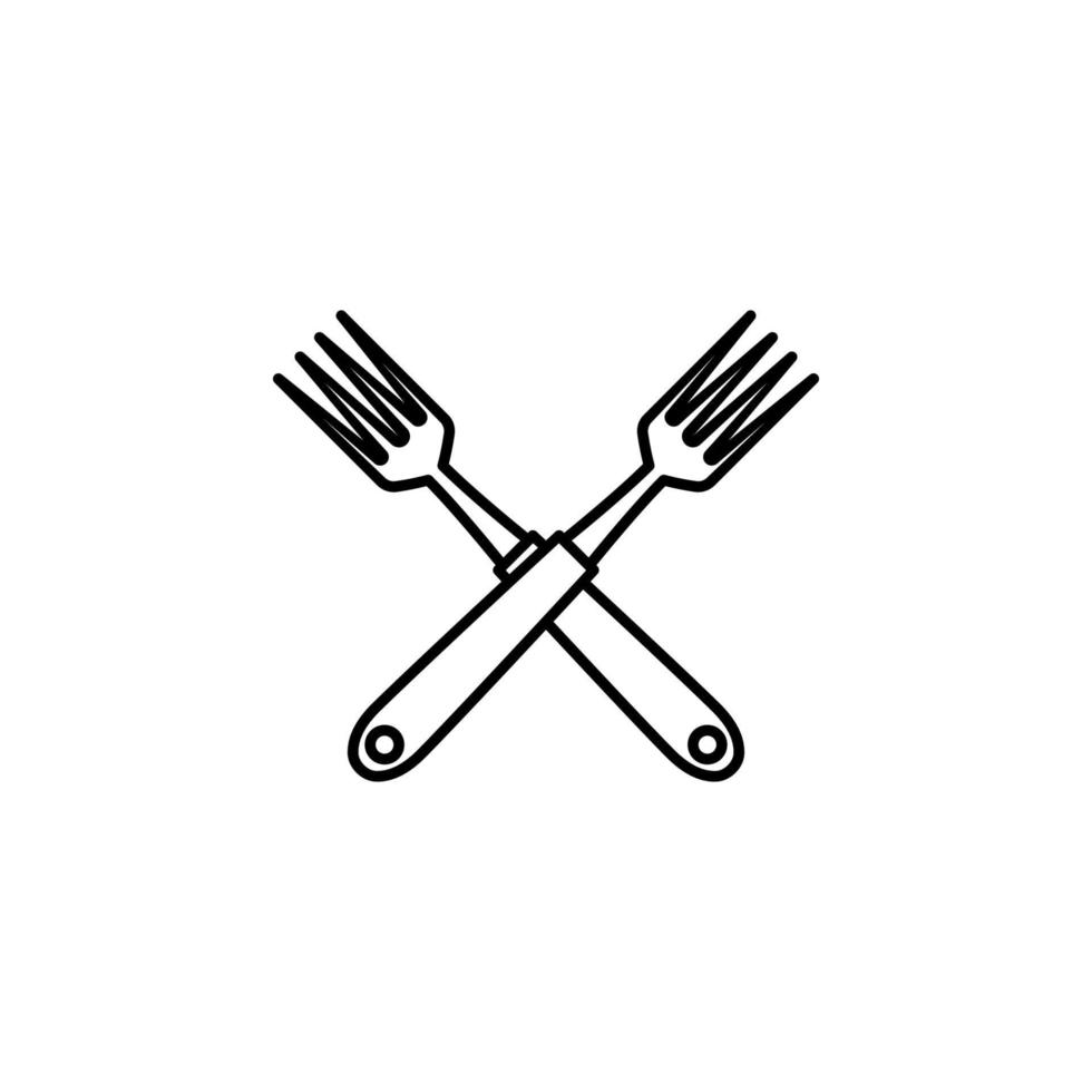 gekruiste vorken, bestek vector icoon illustratie
