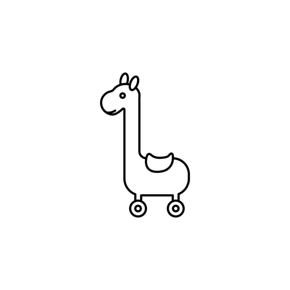 giraffe Aan wielen lijn vector icoon illustratie