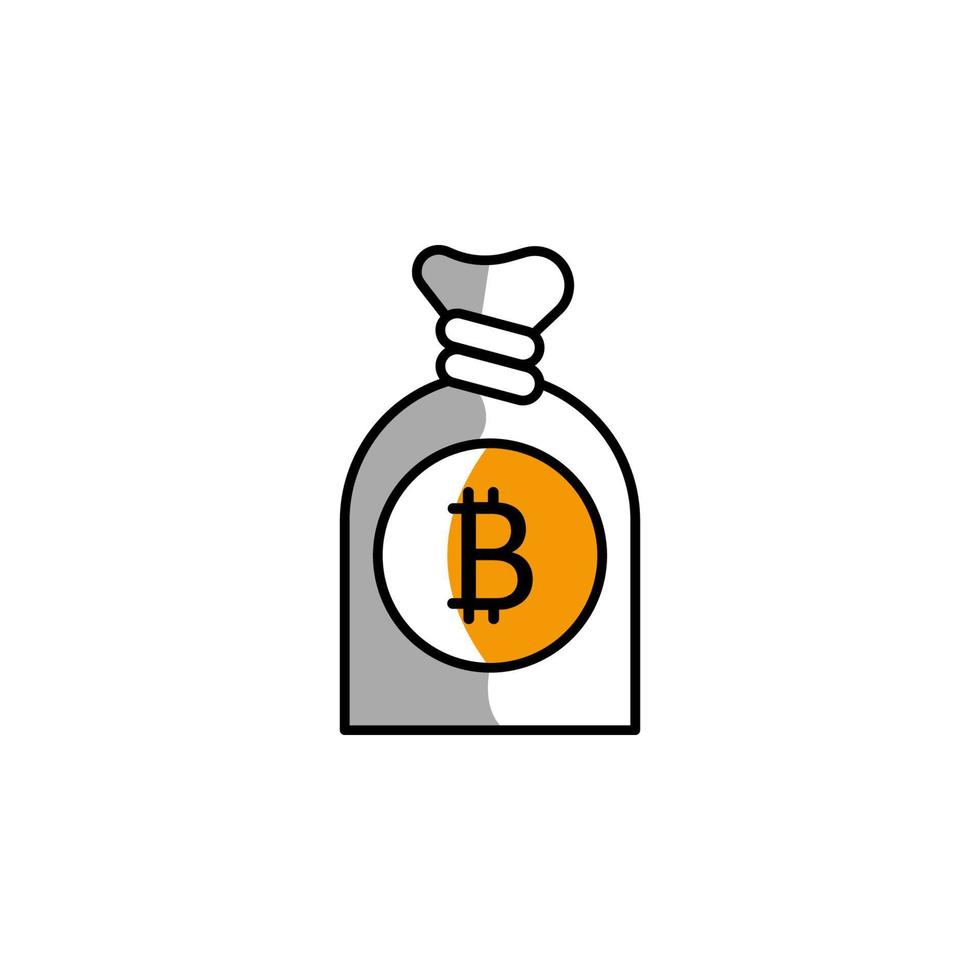 bitcoin, tas, geld, blok keten vector icoon illustratie