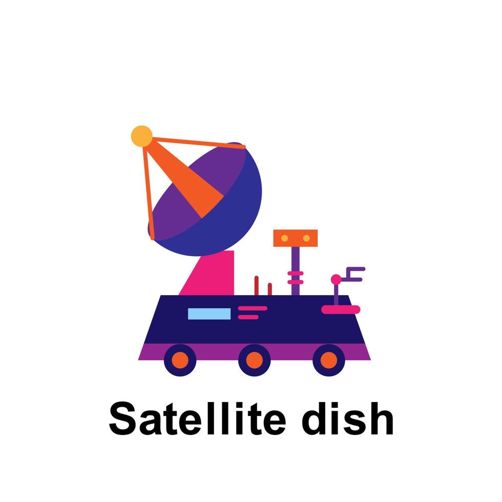 ruimte, satelliet schotel kleur vector icoon illustratie