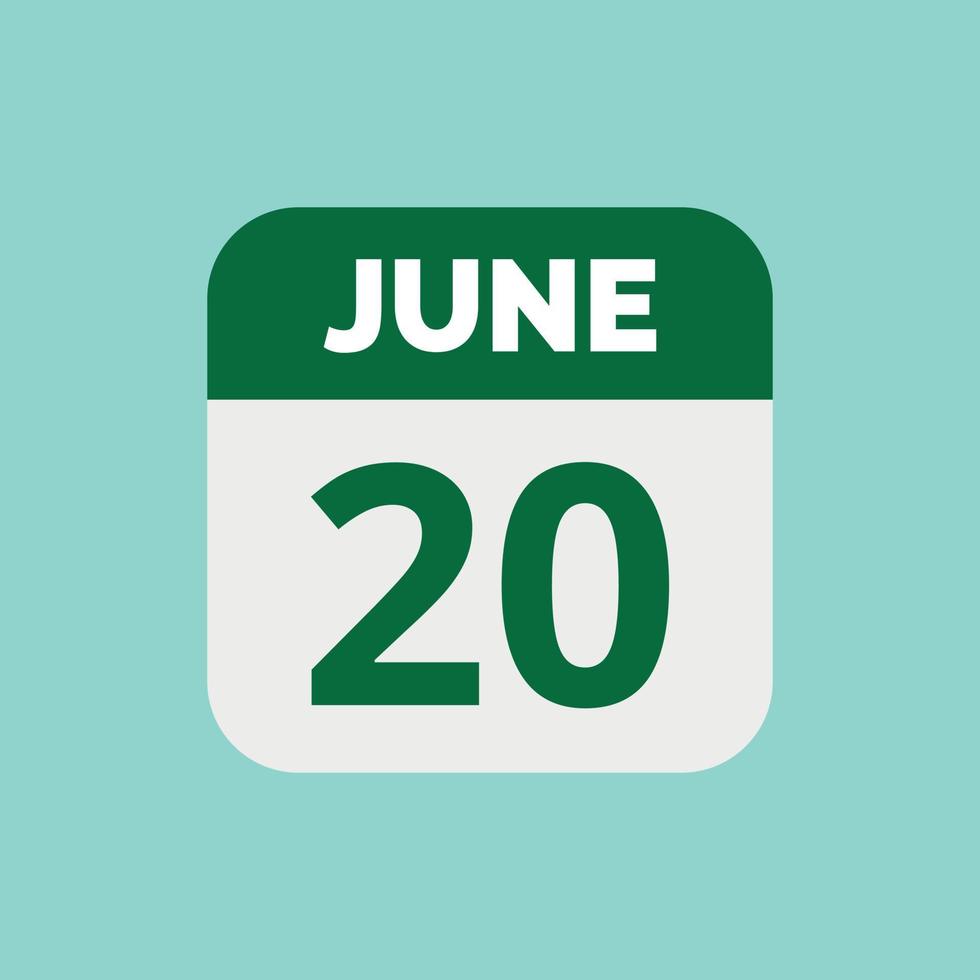 20 juni kalender datum icoon vector