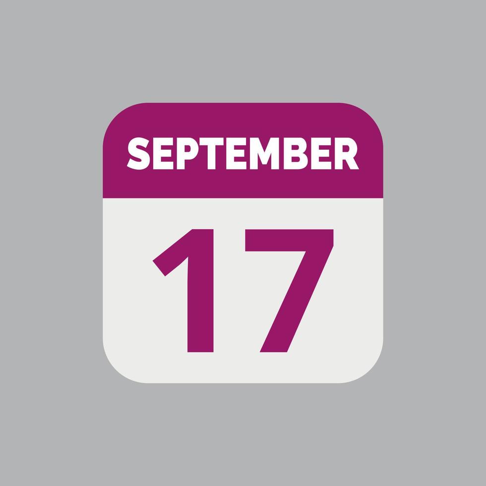 17 september kalender datum icoon vector