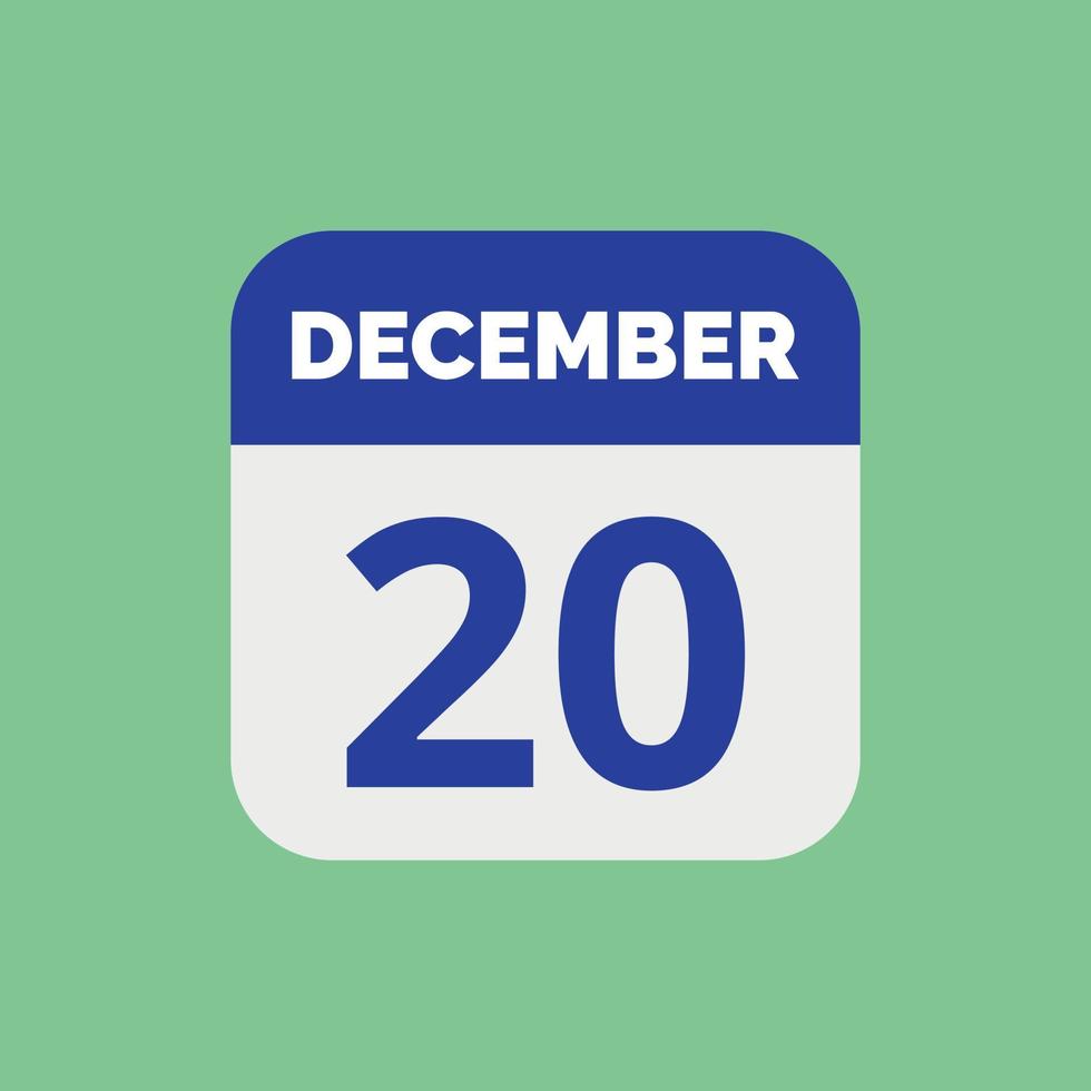 20 december kalender datum icoon vector