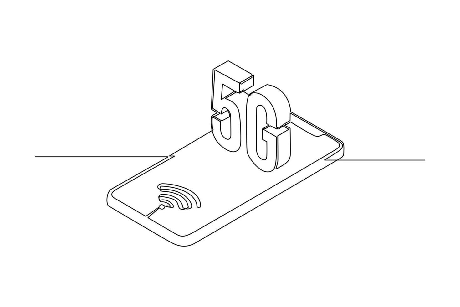 single een lijn tekening 5g smartphone. 5g technologie concept. doorlopend lijn trek ontwerp grafisch vector illustratie.