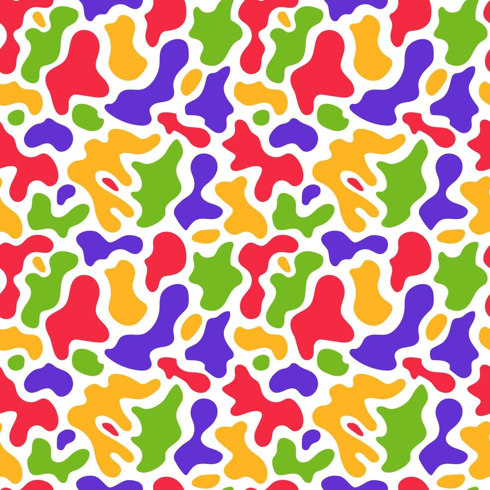 gevlekte naadloos patroon in regenboog kleuren, 90s stijl. helder neon kleurrijk abstract modieus ontwerp. psychedelisch vloeistof druppels. Super goed voor textiel, stoffen, behang, inpakken, achtergrond, papier, afdrukken vector