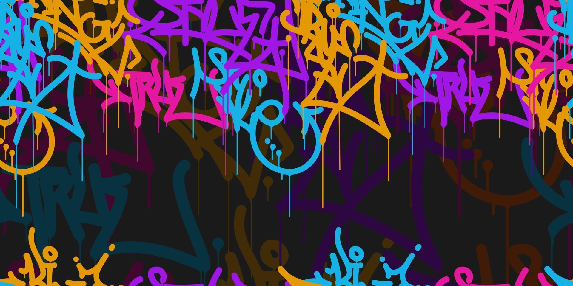 graffiti achtergrond met markeerstift brieven, helder gekleurde belettering tags vector