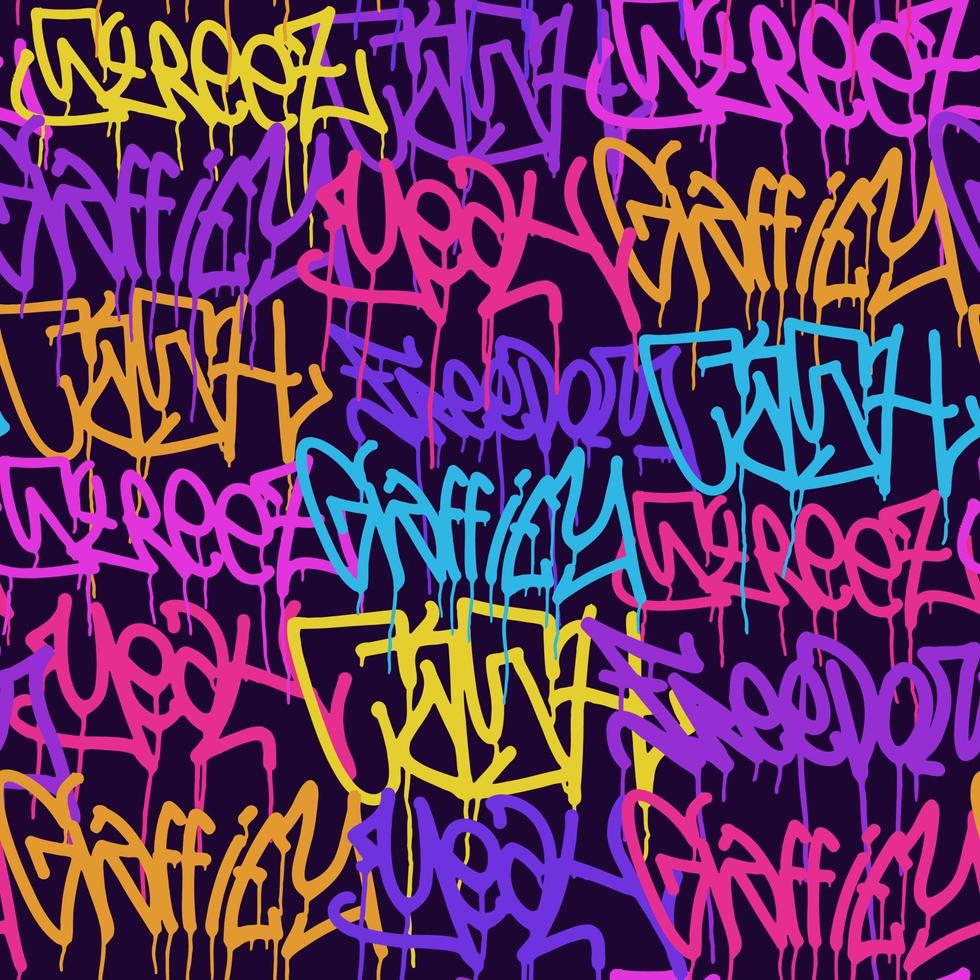 graffiti achtergrond met markeerstift brieven, helder gekleurde belettering tags vector