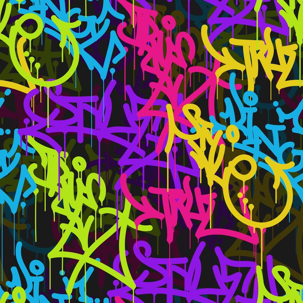 graffiti achtergrond met markeerstift brieven, helder gekleurde belettering tags vector