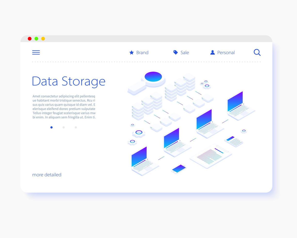 het dossier opslagruimte wolk. isometrie vector illustratie. de concept van gegevens opslagruimte en verwerken. soort en zoeken. transmissie en verwerken van informatie. gemakkelijk 3d ontwerp. sjabloon voor web ontwerp.