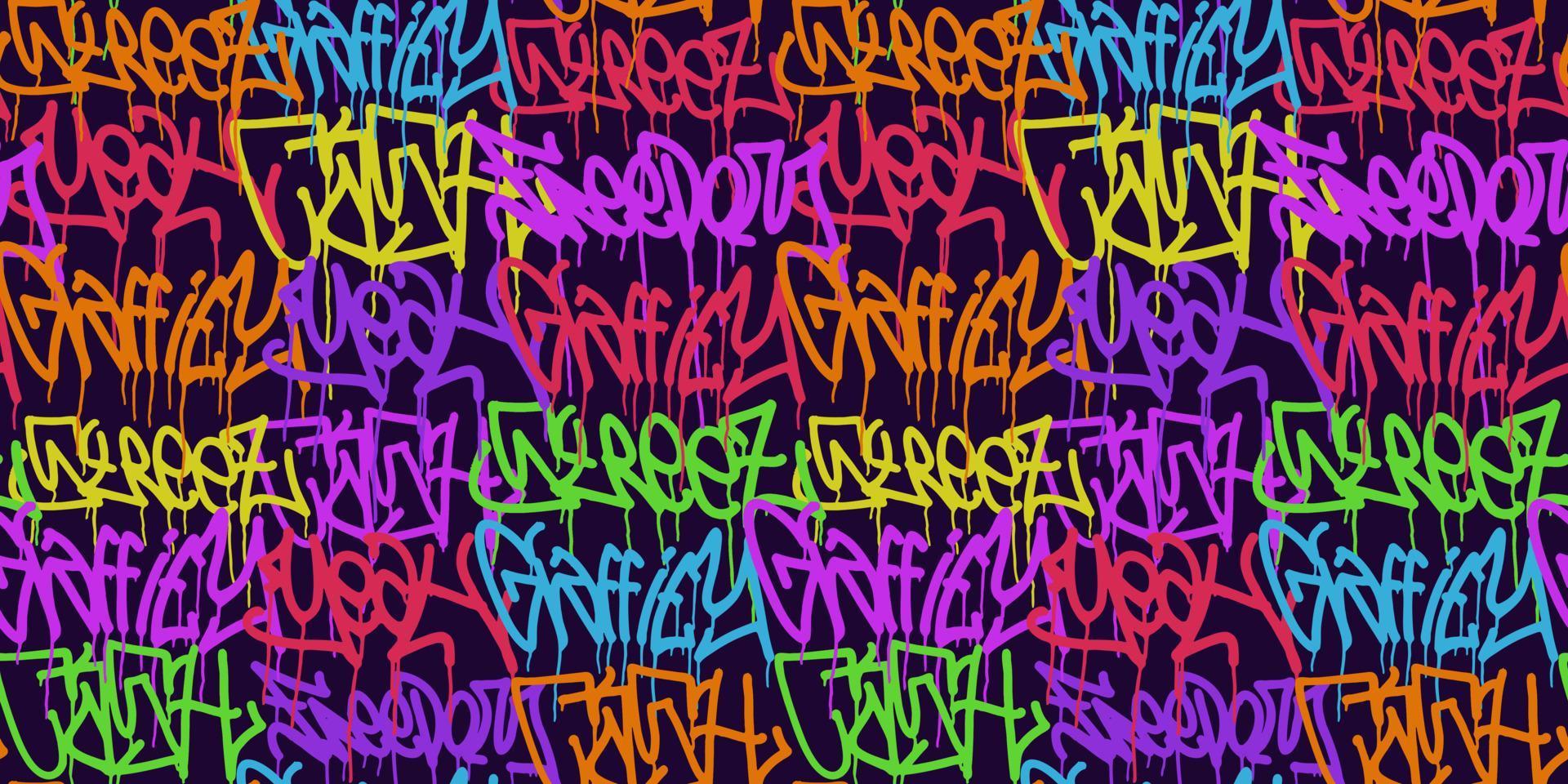 graffiti achtergrond met markeerstift brieven, helder gekleurde belettering tags vector