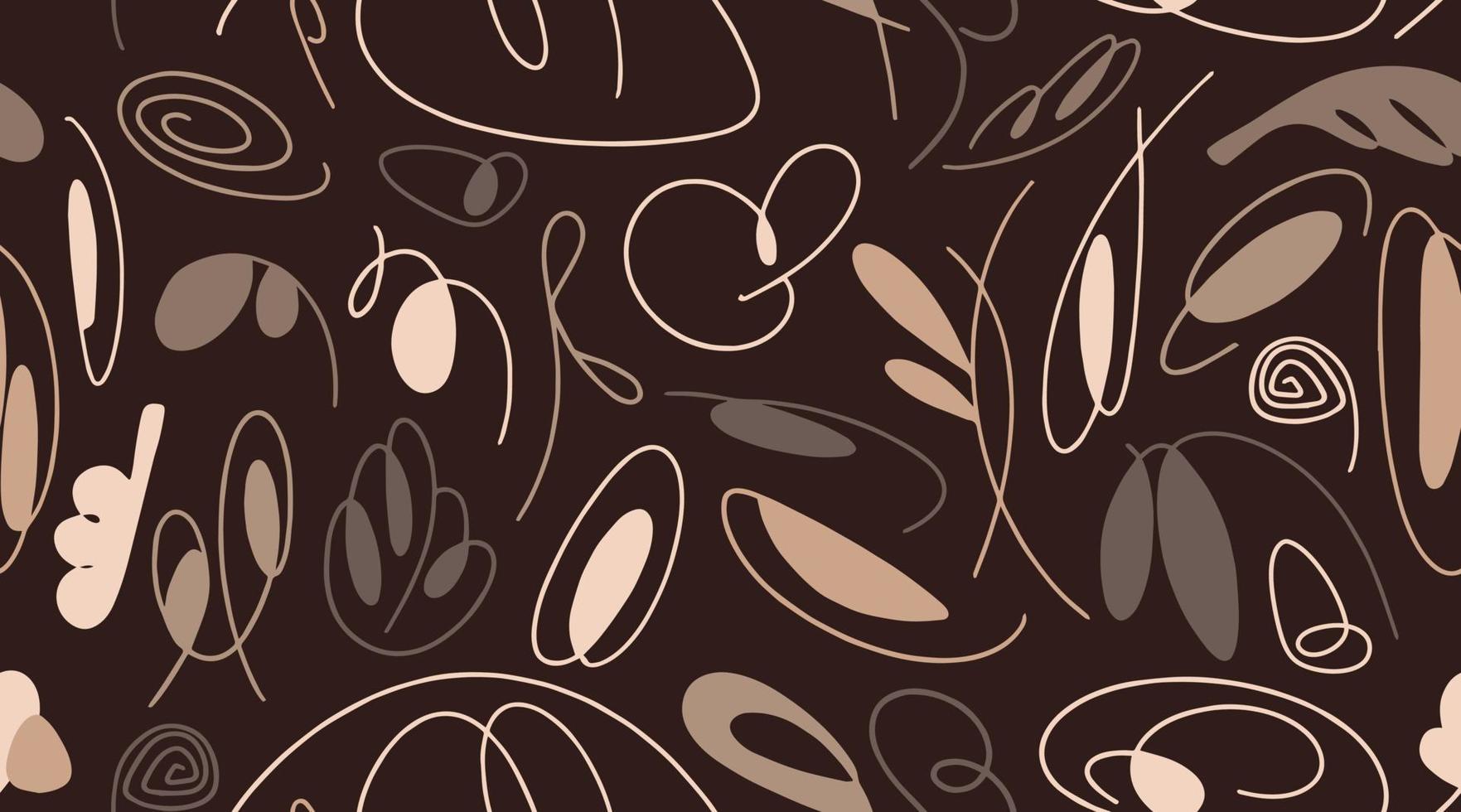 naadloos koffie patroon met biologisch abstract elementen. hand- getrokken abstract gekleurde krabbels, gebogen slagen. vector chaotisch decoratief textuur. biologisch vormen.