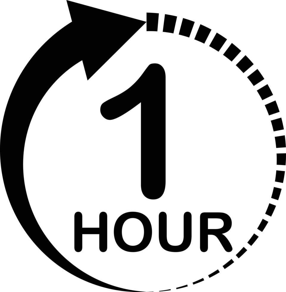 een uur ronde icoon Aan wit achtergrond. 1 uur klok teken. timer countdown symbool. vlak stijl. vector