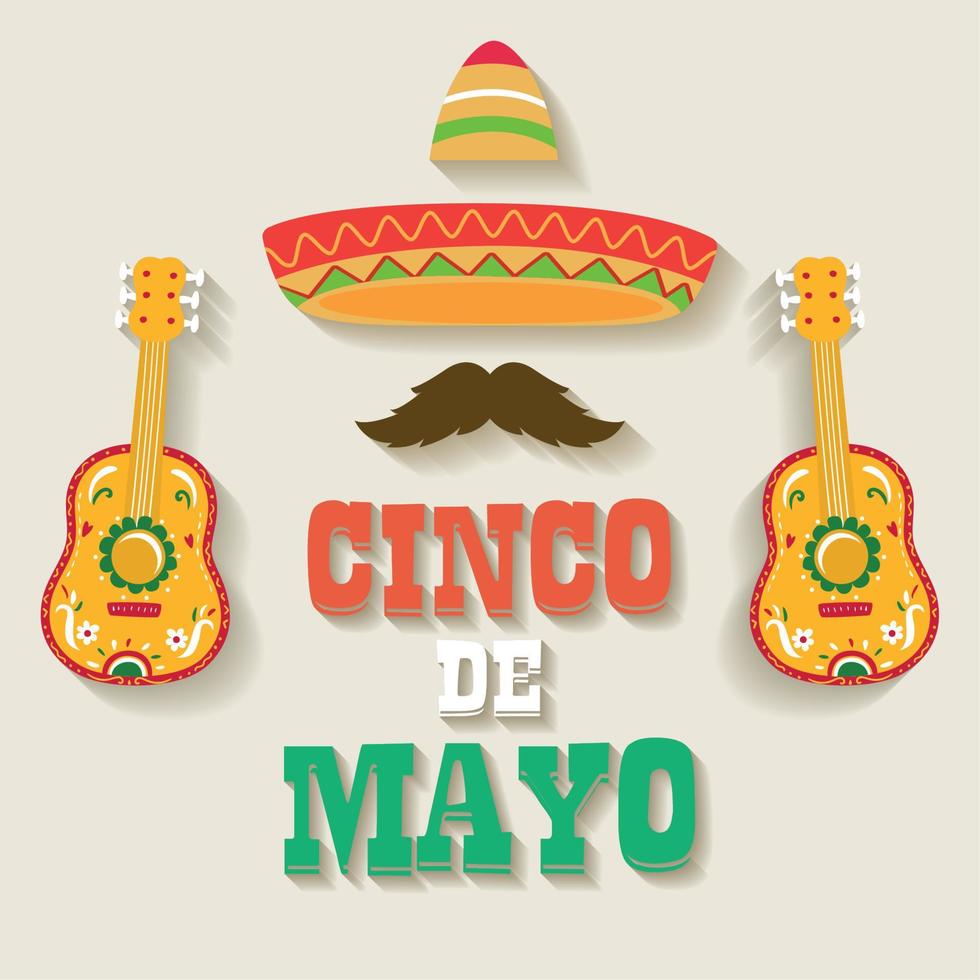 cinco de mayo viering poster traditioneel Mexicaans pictogrammen met tekst vector illustratie