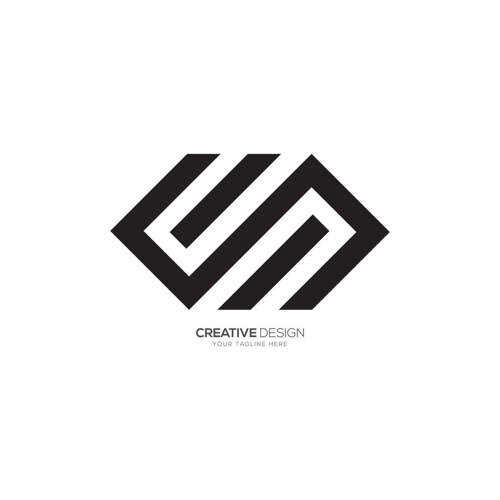 modern brief e s m diamant vorm lijn kunst minimaal monogram logo vector