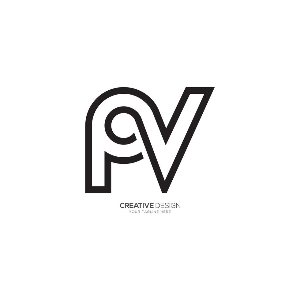 minimaal brief p v of v p lijn kunst creatief eerste monogram logo vector