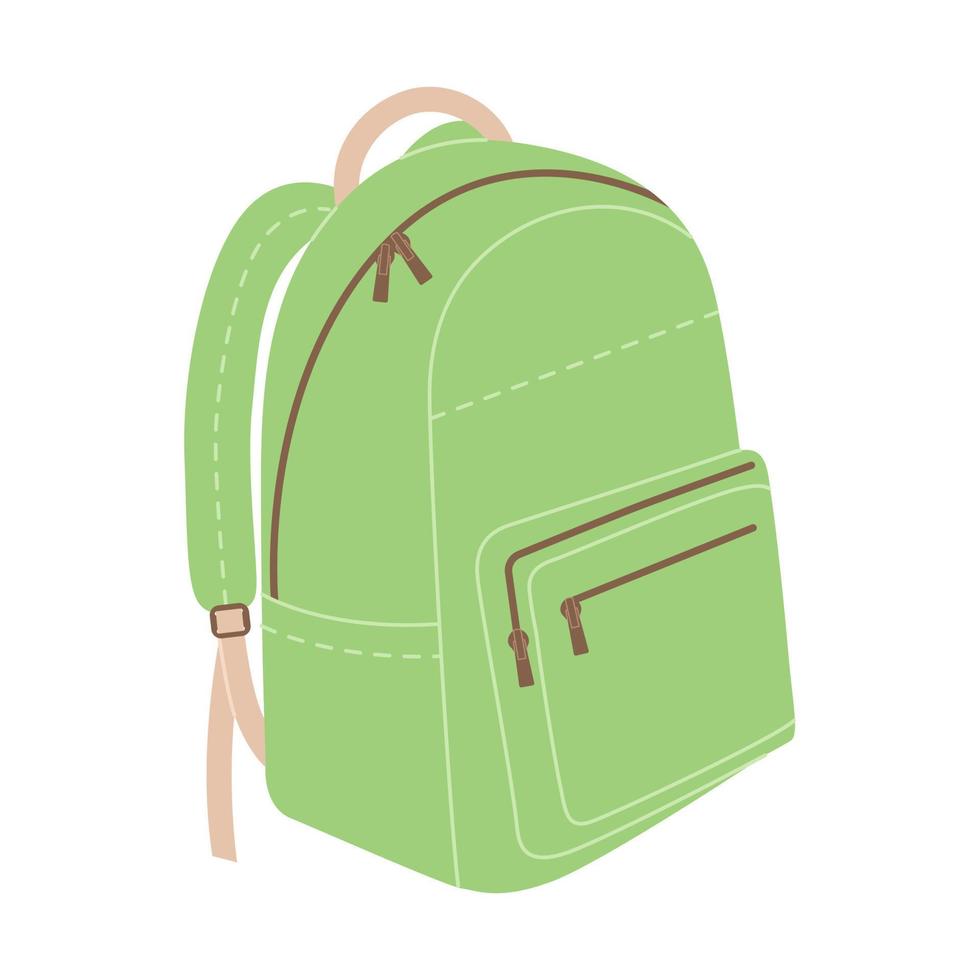 groen rugzak in gemakkelijk stijl geïsoleerd Aan wit achtergrond. school- schooltas, reizen rugzak. vector vlak illustratie