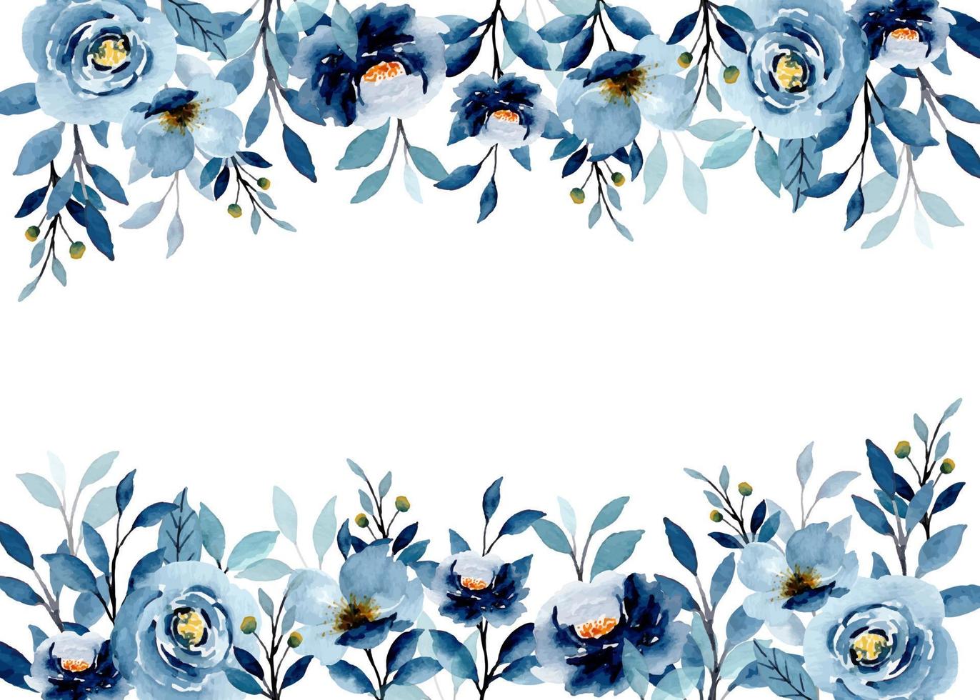 blauw bloemen grens met waterverf voor bruiloft, verjaardag, kaart, achtergrond, uitnodiging, behang, sticker, decoratie enz. vector