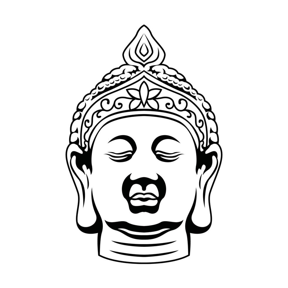 een Boeddha hoofd met een wit achtergrond. vector
