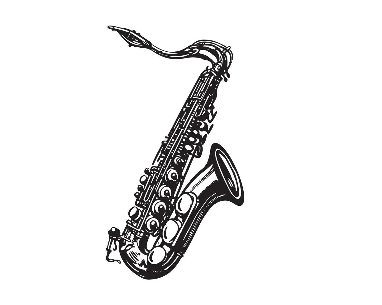 saxofoon hand- getrokken illustraties, vector. vector