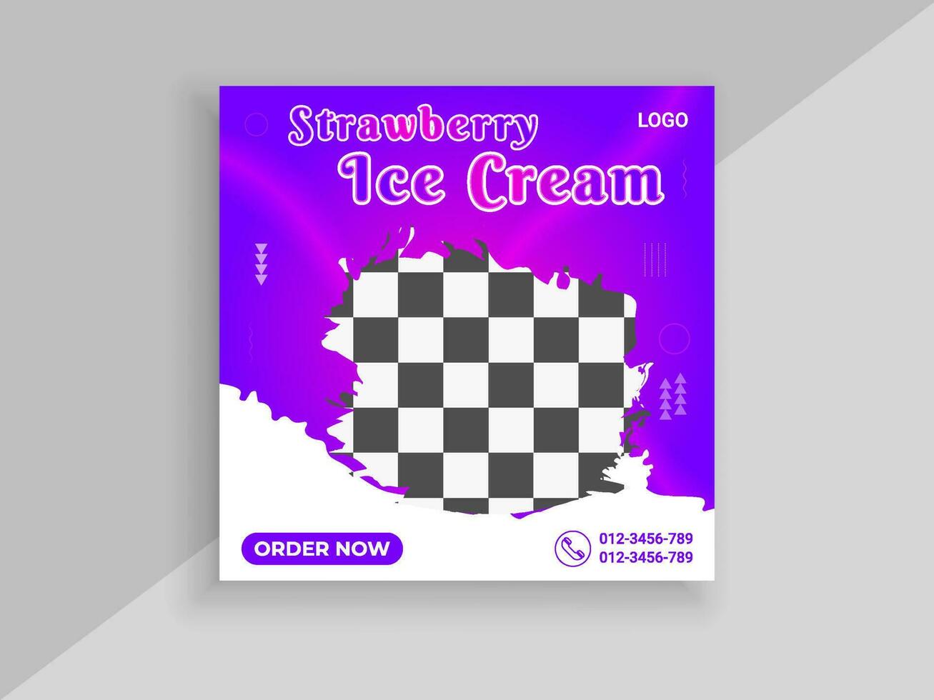 Purper ijs room reclame post ontwerp sjabloon vector