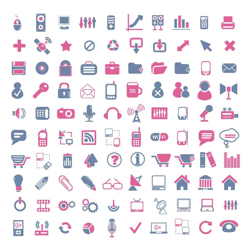 verzameling van icoon ontwerpen Aan de thema van technologie, financiën, vakantie, pijlen, communicatie, symbolen. vector