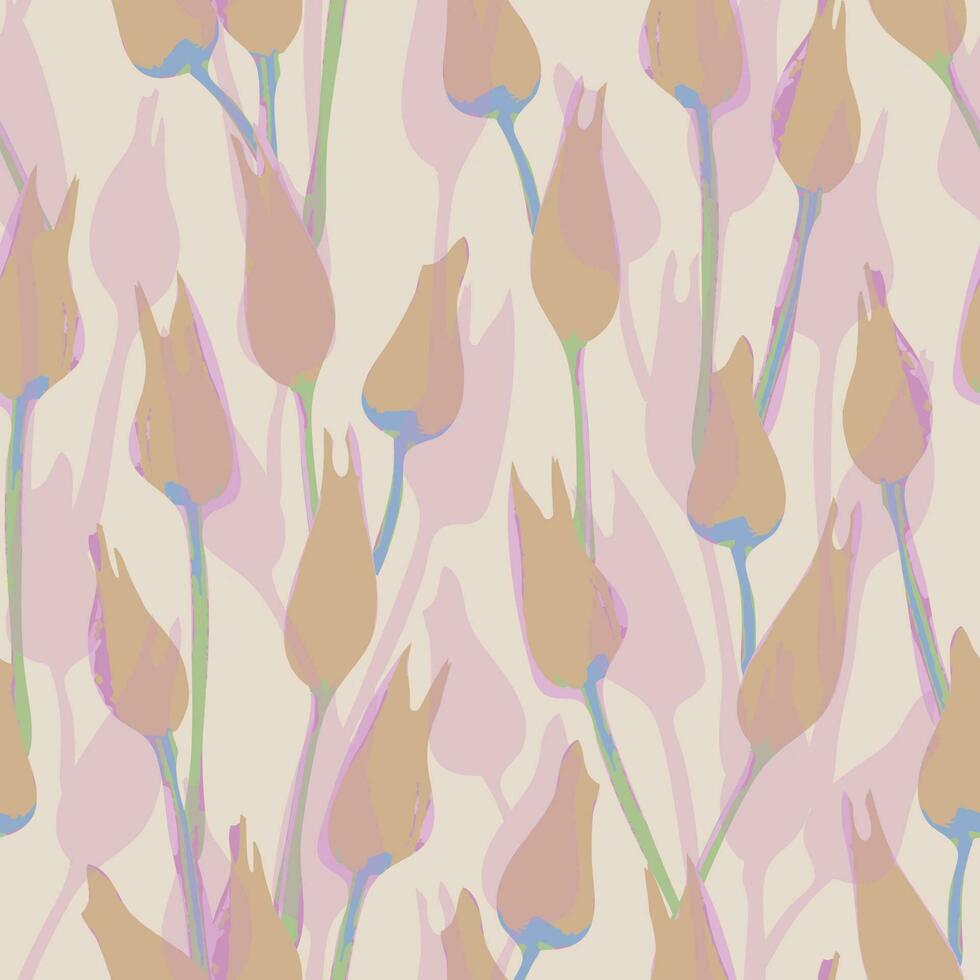 naadloos pastel hand- getrokken tulpen bloem patroon achtergrond vector