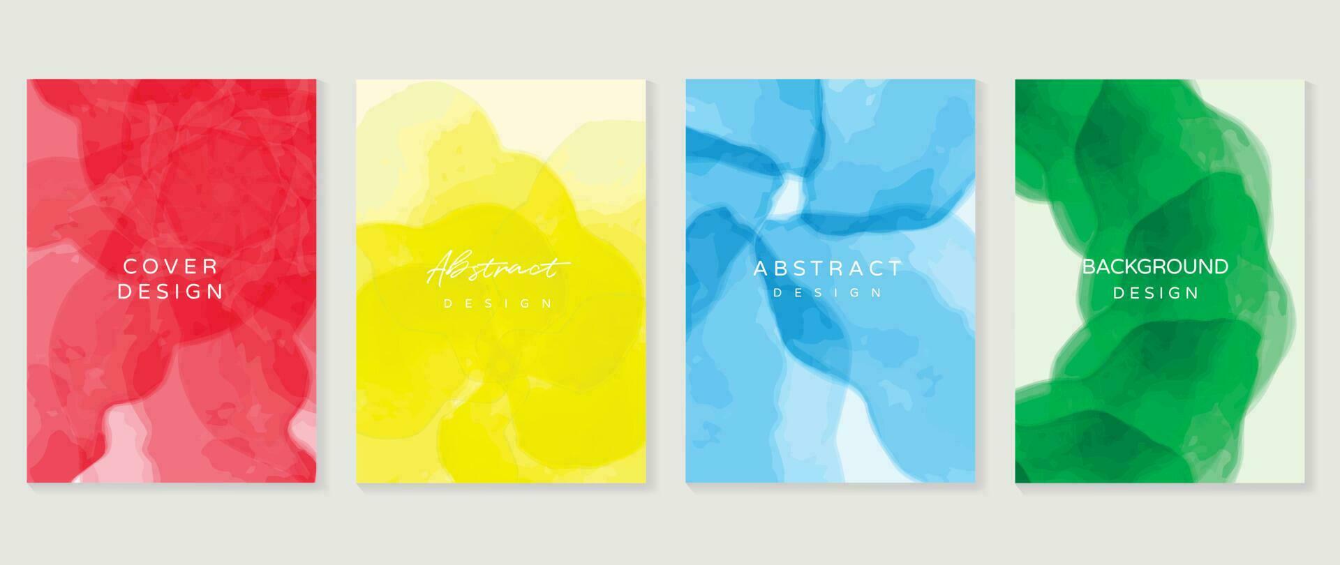 waterverf kunst achtergrond Hoes sjabloon set. behang ontwerp met verf borstel, rood, blauw groen, geel kleur, borstel hartinfarct. abstract illustratie voor afdrukken, muur kunst en uitnodiging kaart, spandoek. vector