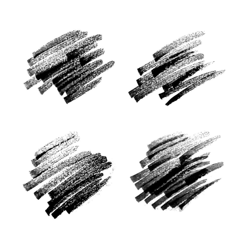 kattebelletje met een zwart markeerstift. reeks van vier tekening stijl divers krabbels. zwart hand- getrokken ontwerp elementen Aan wit achtergrond. vector illustratie