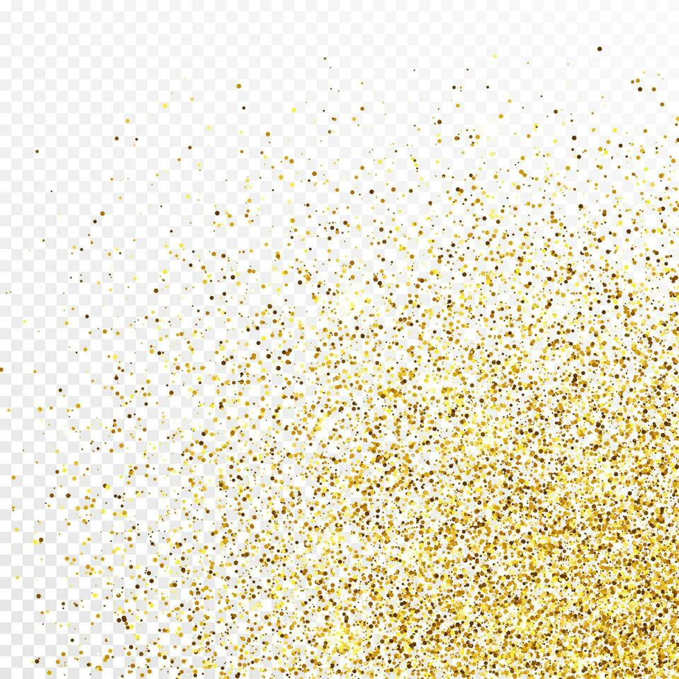 goud schitteren confetti backdrop geïsoleerd Aan wit achtergrond. feestelijk structuur met schijnend licht effect. vector illustratie.