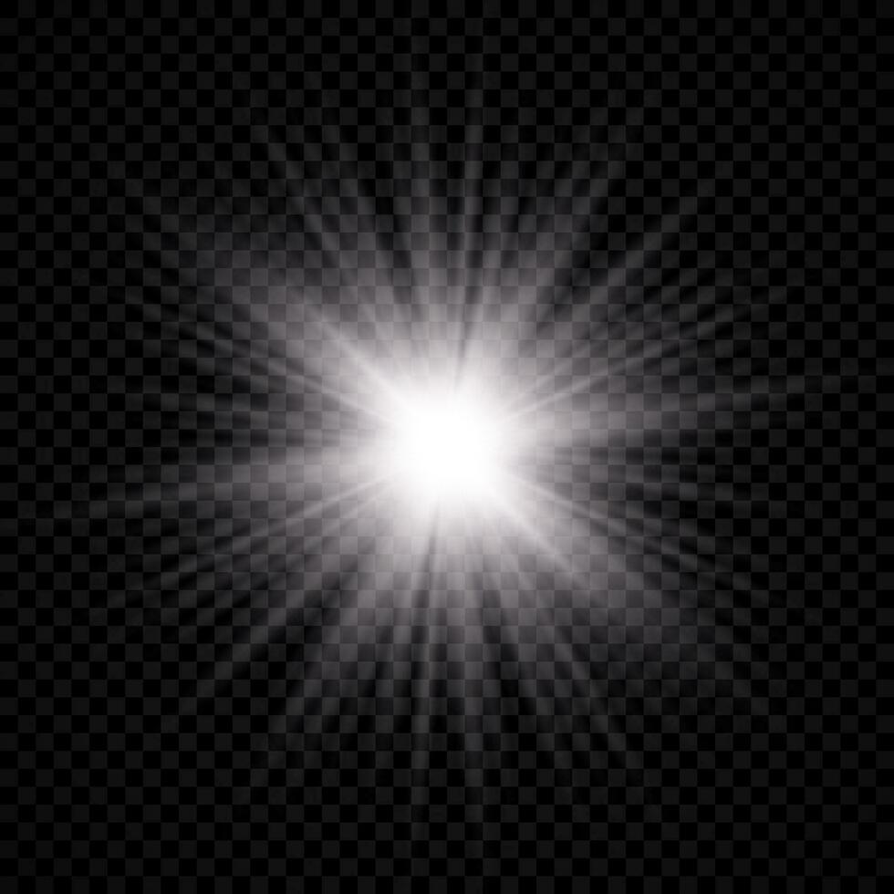 licht effect van lens gloed. wit gloeiend licht ontploft met starburst Effecten en sparkles vector