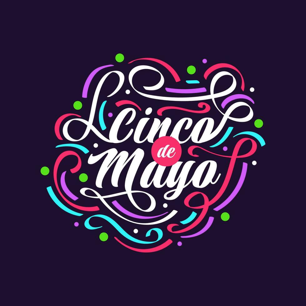 kleurrijk cinco de mayo belettering. kan worden gebruikt voor banier, poster, en groet kaart vector