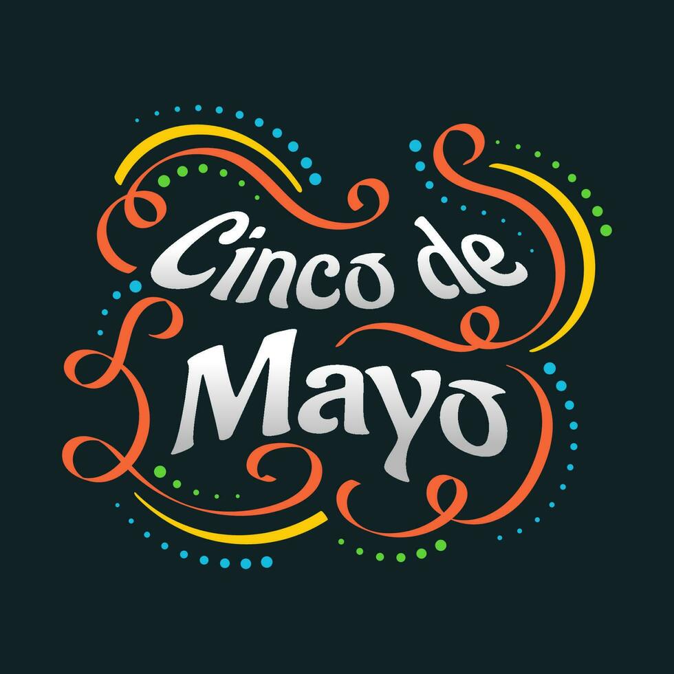 kleurrijk cinco de mayo belettering. kan worden gebruikt voor banier, poster, en groet kaart vector