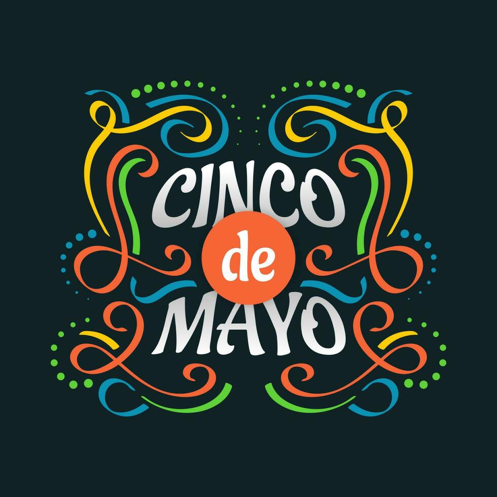 kleurrijk cinco de mayo belettering. kan worden gebruikt voor banier, poster, en groet kaart vector