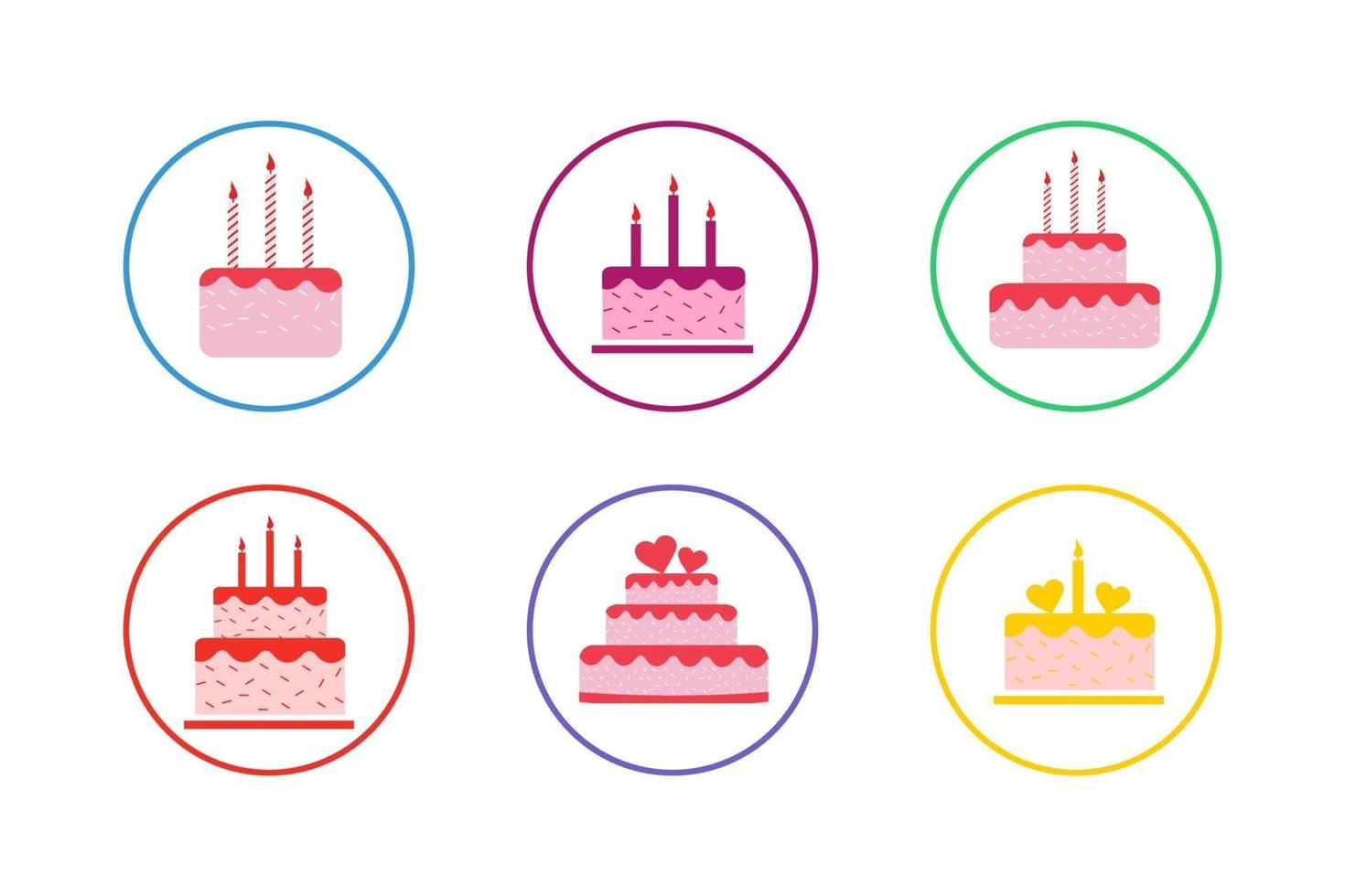 kleurrijke cake pictogramserie vector