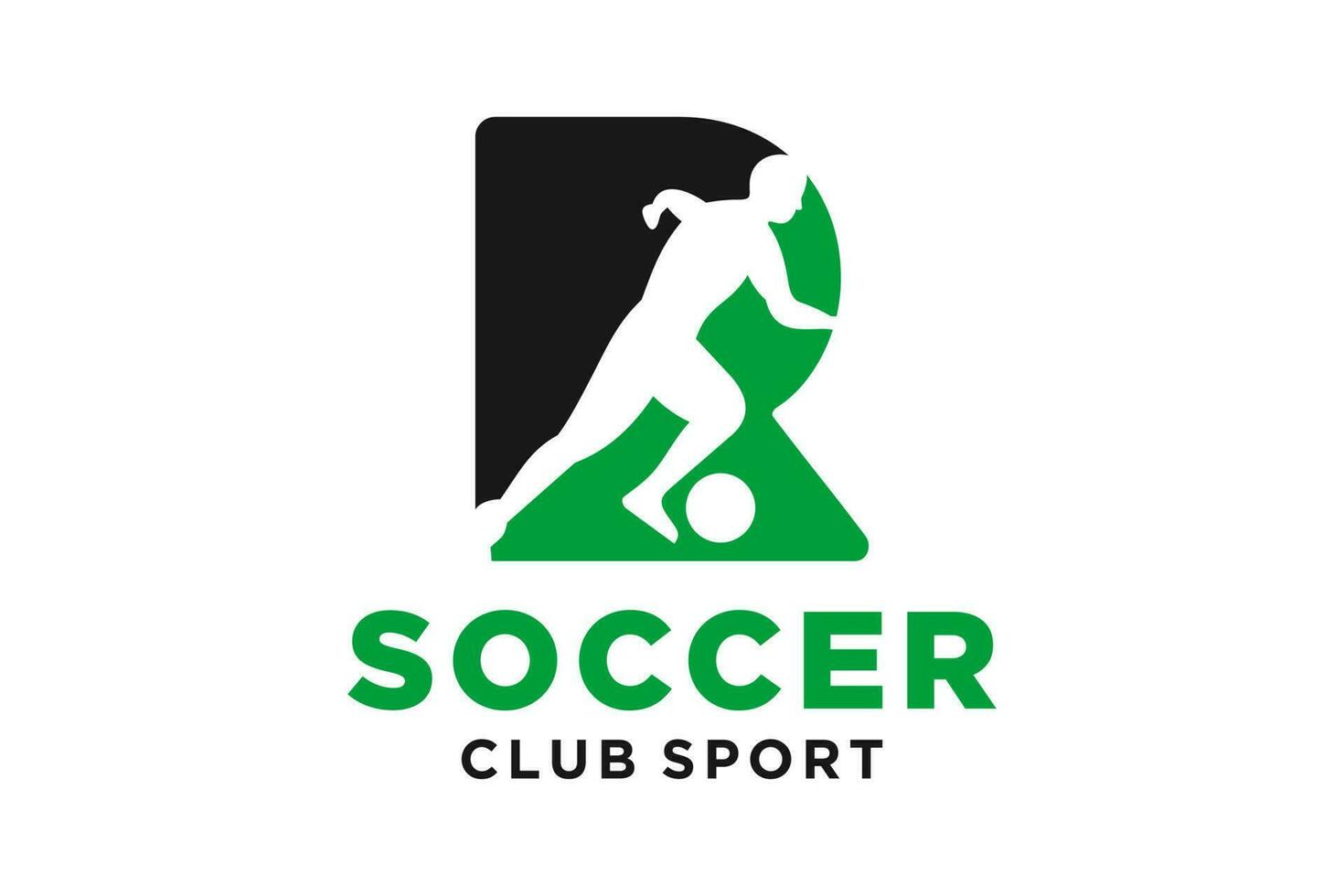 vector initialen brief r met voetbal creatief meetkundig modern logo ontwerp.