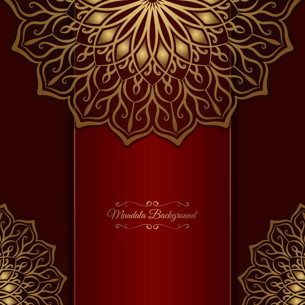 rood luxe achtergrond, met goud mandala ornament vector