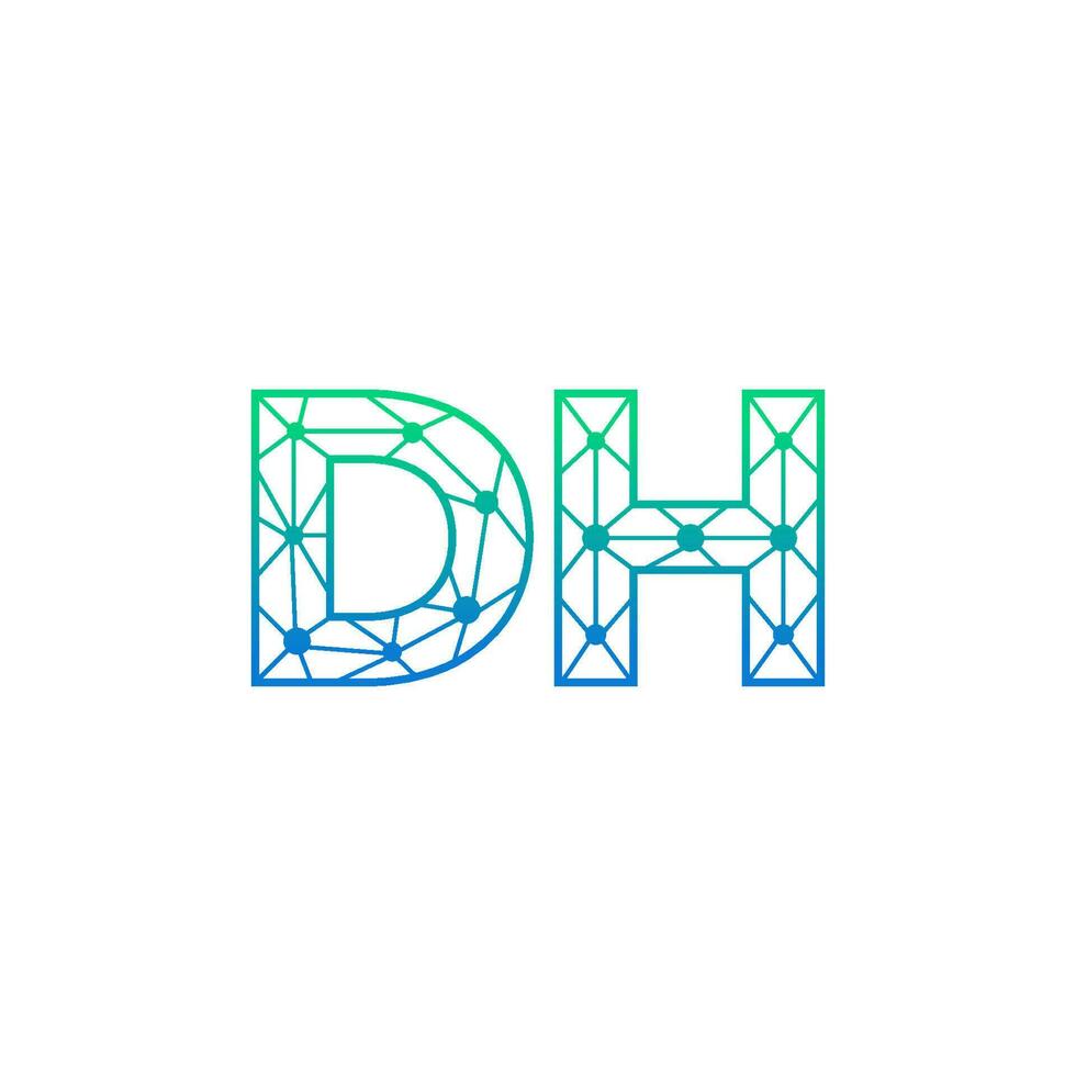 abstract brief dh logo ontwerp met lijn punt verbinding voor technologie en digitaal bedrijf bedrijf. vector