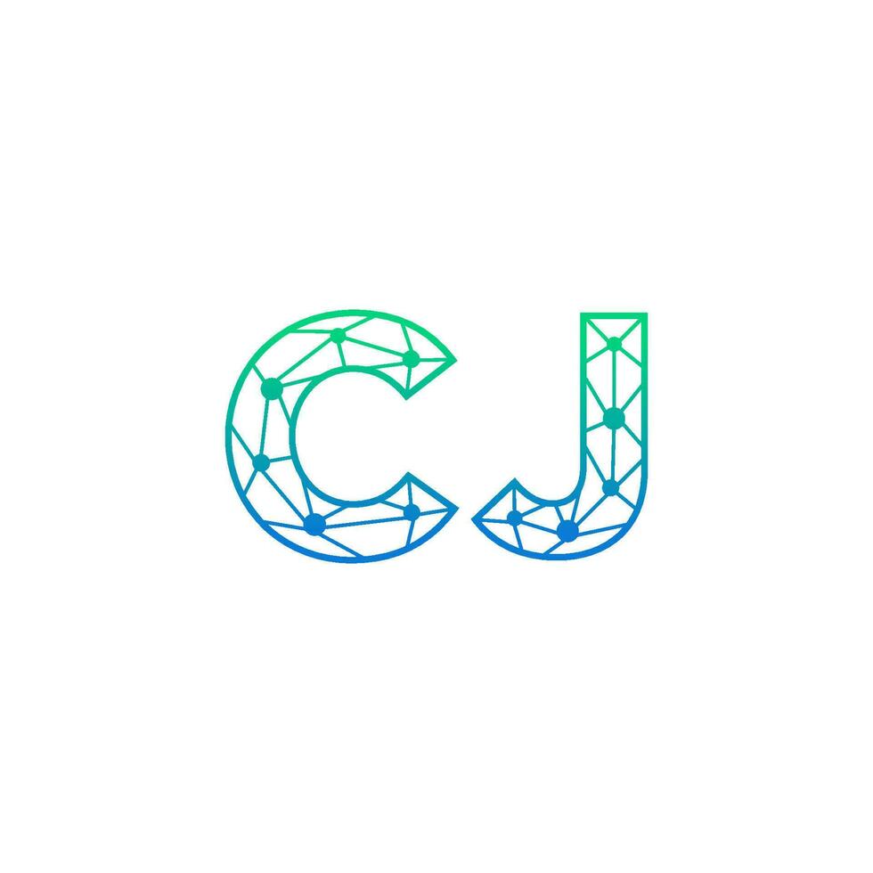 abstract brief cj logo ontwerp met lijn punt verbinding voor technologie en digitaal bedrijf bedrijf. vector