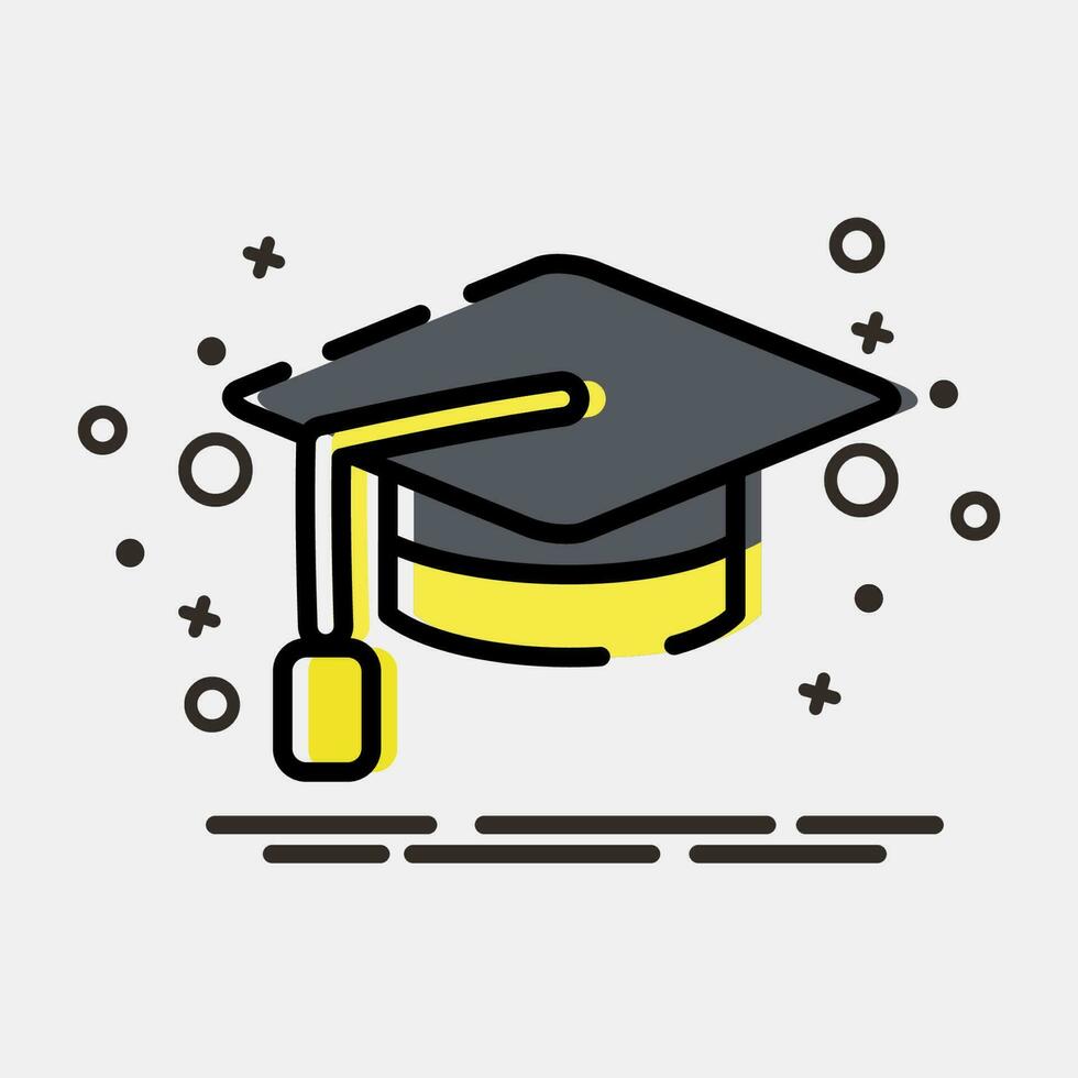 icoon diploma uitreiking kap. school- en onderwijs elementen. pictogrammen in mbe stijl. mooi zo voor afdrukken, affiches, logo, advertentie, infografieken, enz. vector