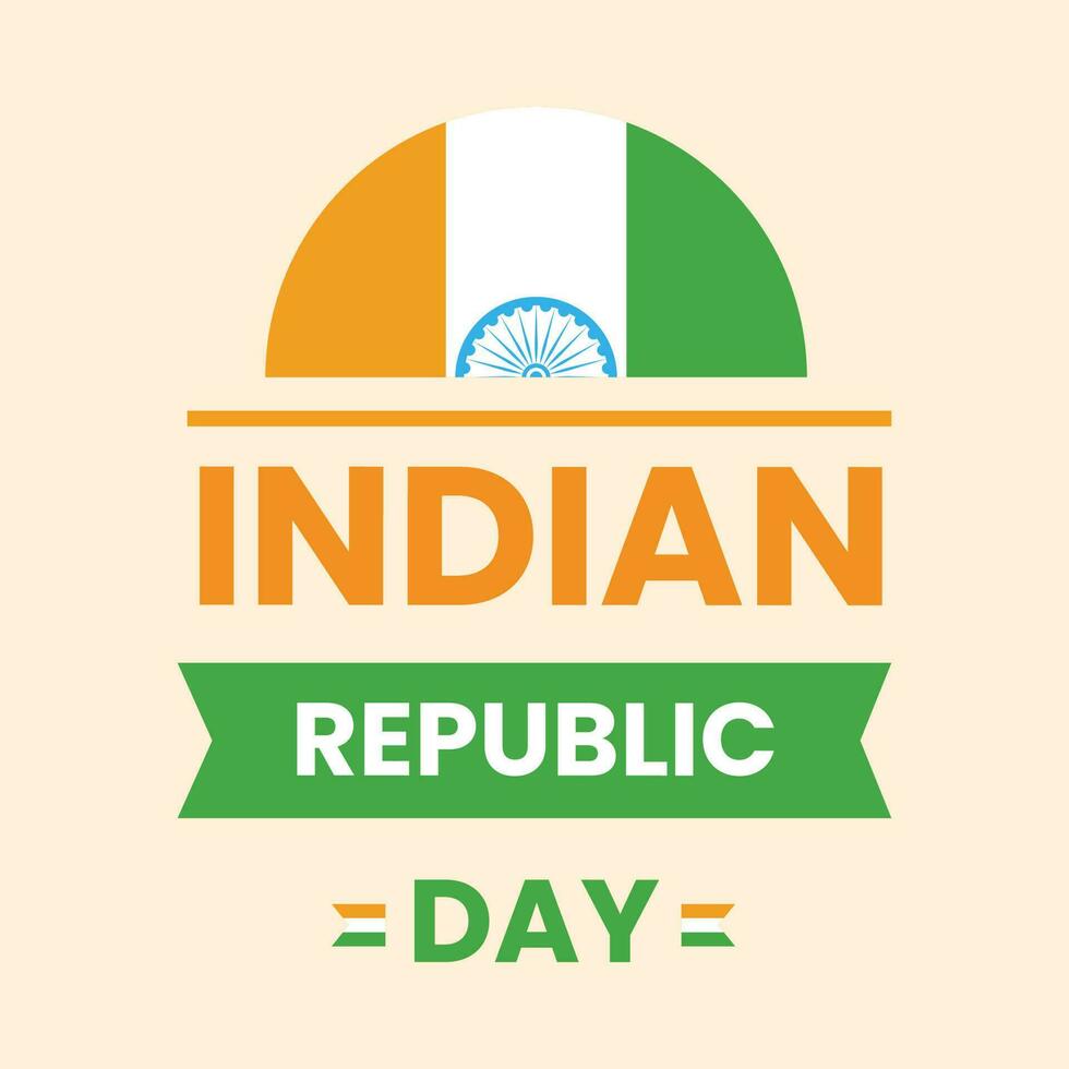 creatief Indisch republiek dag doopvont tekst met voor de helft vlag cirkel Aan perzik achtergrond voor Indië nationaal festival viering concept. vector