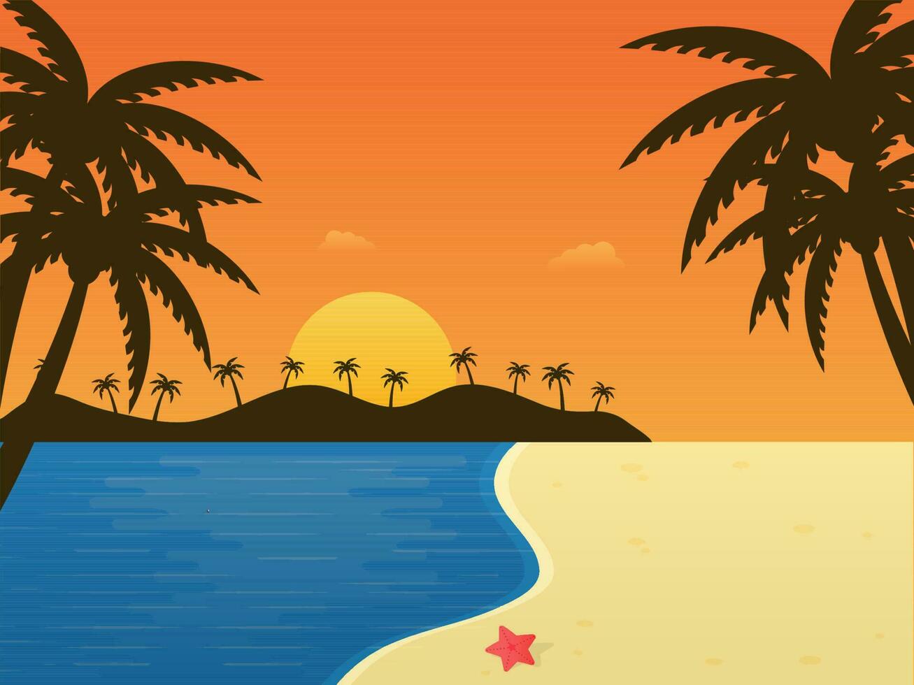 mooi zon natuurlijk landschap achtergrond met strand visie. vector