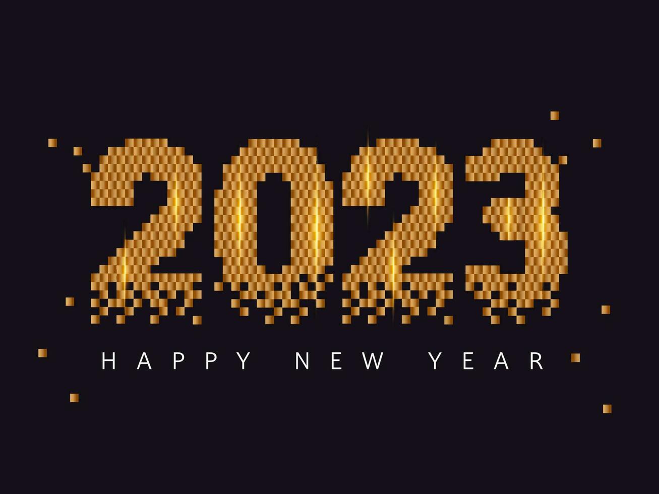 gouden korrelig 2023 aantal tegen diep grijs achtergrond voor gelukkig nieuw jaar concept. vector