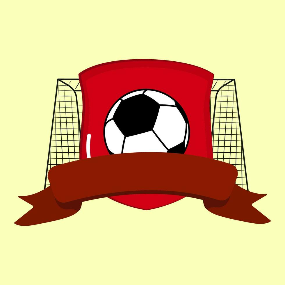 blanco lint met voetbal bal, schild en doel netto tegen geel achtergrond voor Amerikaans voetbal bij elkaar passen concept. vector