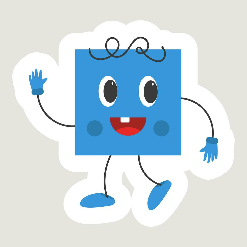 geïsoleerd sticker van dansen blauw plein tekenfilm Aan grijs achtergrond. vector