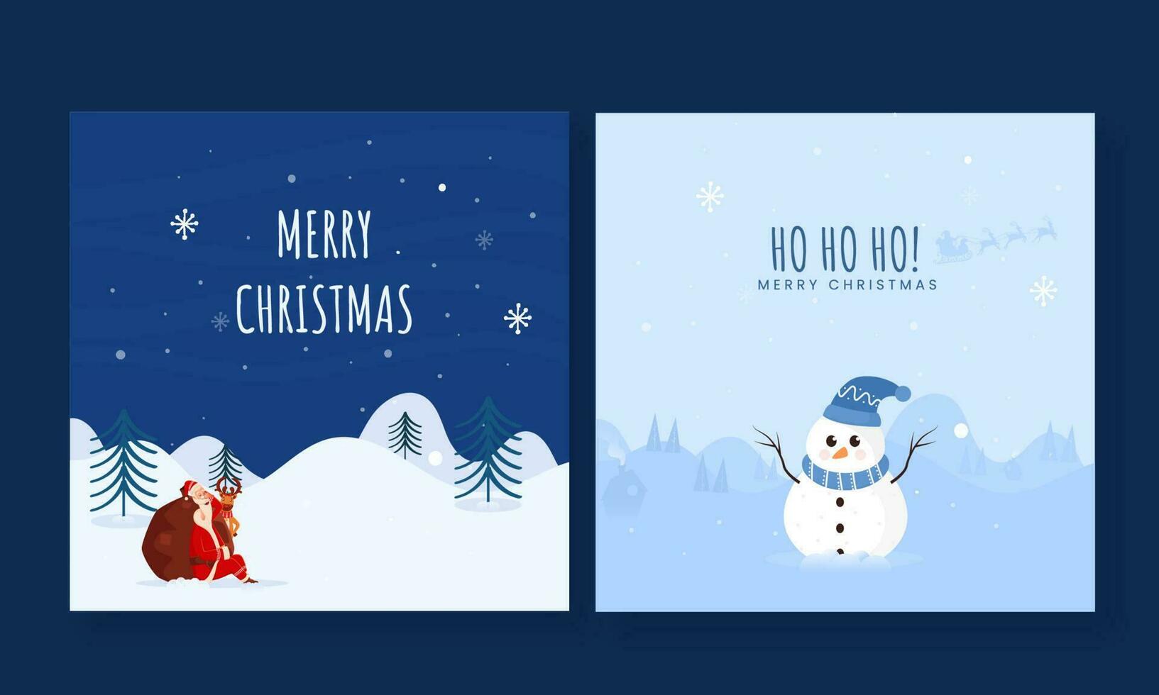 vrolijk Kerstmis groet kaart of poster ontwerp in twee opties. vector